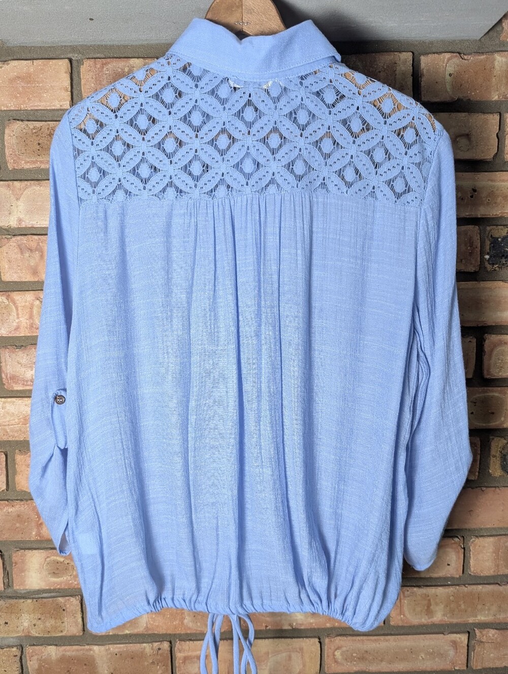 Ivy Ridge Light Blue Lace Button-Front Blouse - Picture 2 of 9